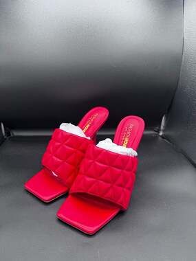 Fashion Nova Normi Let Me Explain Quilted Red Heeled Sandals Size 9